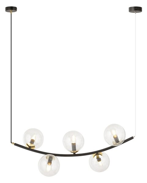 Závěsné svítidlo RITZ 5 – černé, čiré sklo, 5× E14, šířka 80 cm