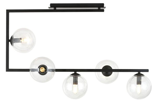 Stropní svítidlo SOMA 5 – černé, čiré sklo, 5× E14, šířka 83 cm