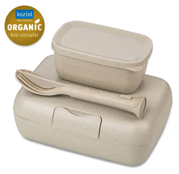 CANDY READY set dvou obědových boxů s příborem Písková Organic KOZIOL (barva-pouštňí písek)
