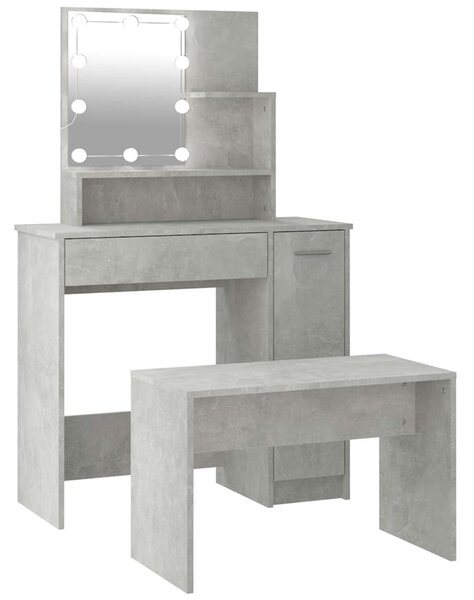 Toaletní stolek sada s LED betonově šedý kompozitní dřevo 3114118