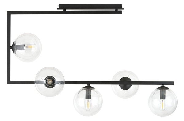 Stropní svítidlo SOMA 5 – černé, čiré sklo, 5× E14, šířka 83 cm