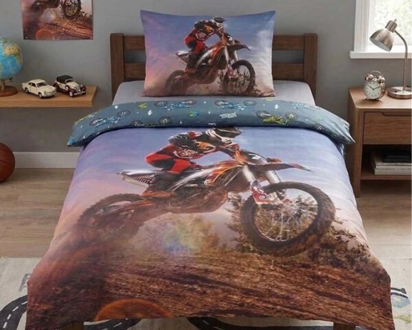 TipTrade Povlečení bavlna Motokros Závod v poušti 140x200, 70x90 cm