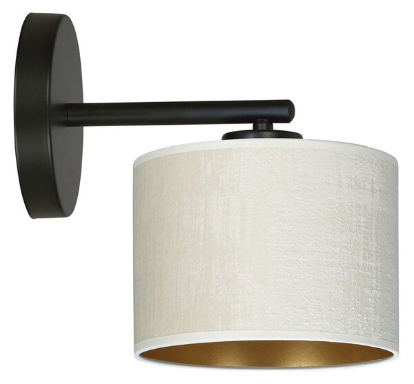 Nástěnné svítidlo HILDE K1 – černé, bílé textilní stínidlo, 1× E27, šířka 18 cm