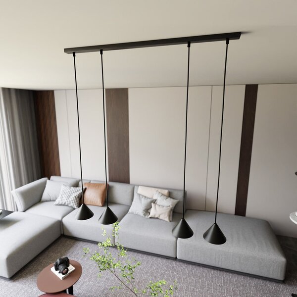 Závěsné svítidlo ELIT 4 – černé, 4× GX53, šířka 90 cm