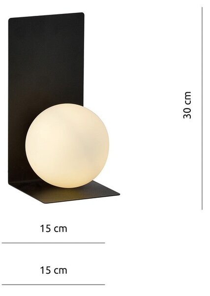 Nástěnné svítidlo FORM 5 – černé, bílé sklo, 1× E14, šířka 15 cm