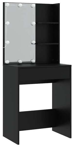 Set toaletního stolku s LED černý kompozitní dřevo 3114132
