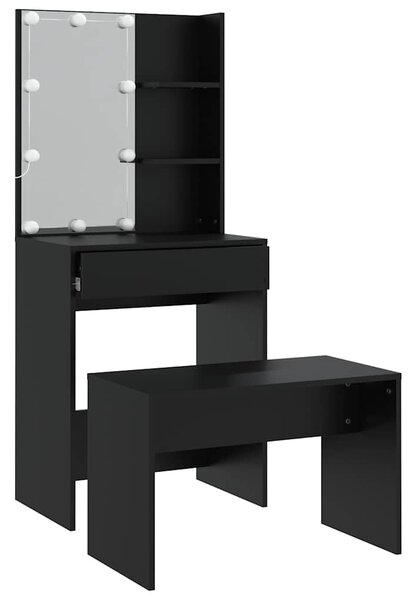 Set toaletního stolku s LED černý kompozitní dřevo 3114132