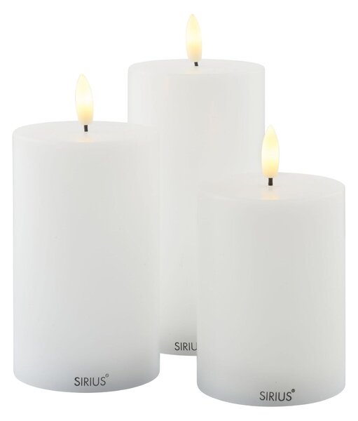 Sirius, Sada dobíjecích LED svíček Sille White (sada 3 ks) | bílá