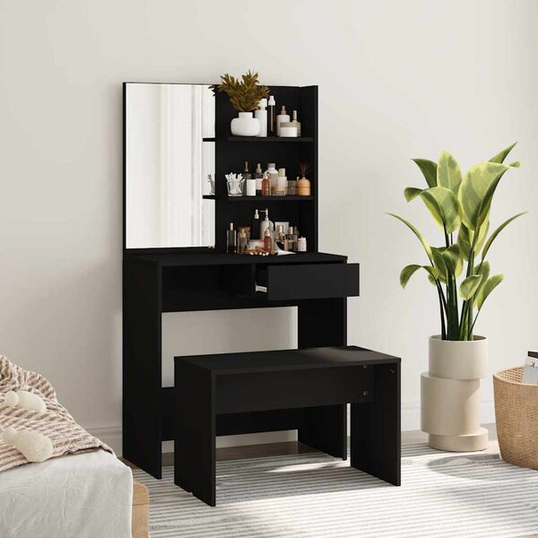 Set toaletního stolku černý 74,5 x 40 x 141 cm 3114140