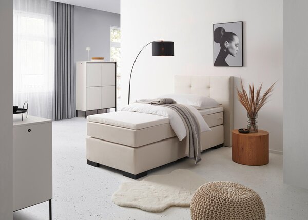 POSTEL BOXSPRING, 90/200 cm, krémová MID.YOU - Jednolůžkové postele, Online Only