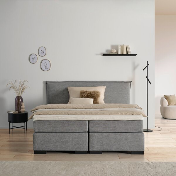 POSTEL BOXSPRING, 180/200 cm, antracitová, šedá, béžová, ecru MID.YOU - Manželské postele, Online Only