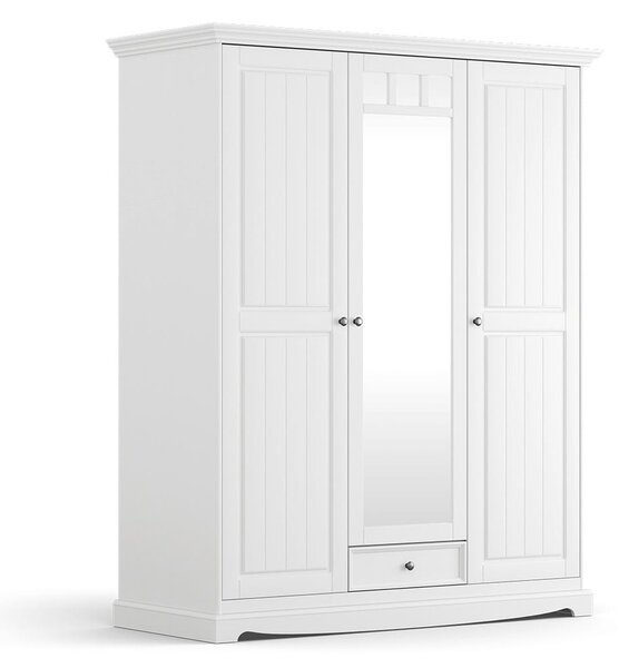 Bílá šatní skříň s 3d zrcadlem Belluno Elegante