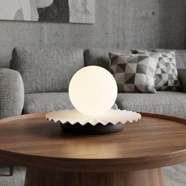 Stolní lampa UMBRA LN1 – bílá / černá, sklo, 1× G9, šířka 20 cm
