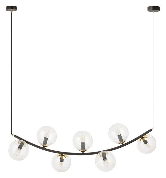 Závěsné svítidlo RITZ 7 – černé, čiré sklo, 7× E14, šířka 95 cm