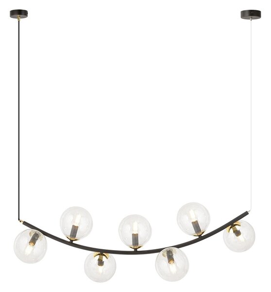 Závěsné svítidlo RITZ 7 – černé, čiré sklo, 7× E14, šířka 95 cm