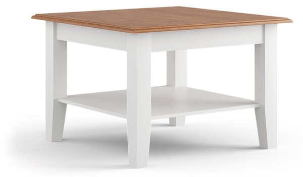 KATMANDU Malý konferenční stolek Belluno Elegante, bílá, medový dub, masiv, 48x70x70 cm