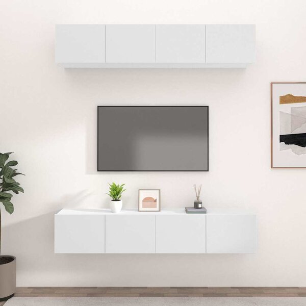 TV skříňky 4 ks bílé 80 x 30 x 30 cm kompozitní dřevo 3114182