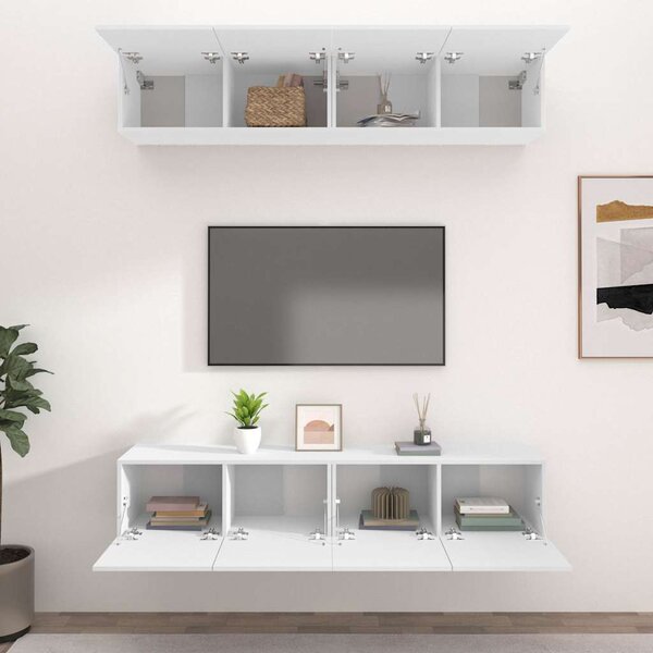 TV skříňky 4 ks bílé 80 x 30 x 30 cm kompozitní dřevo 3114182