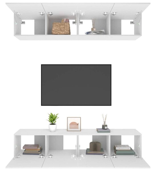 TV skříňky 4 ks bílé 80 x 30 x 30 cm kompozitní dřevo 3114182