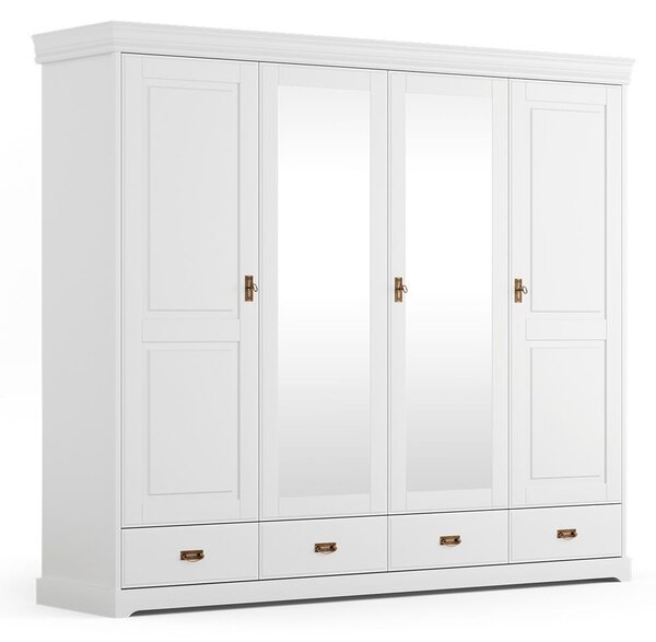 Bílá dřevěná šatní skříň z borovice Tuscany 4D
