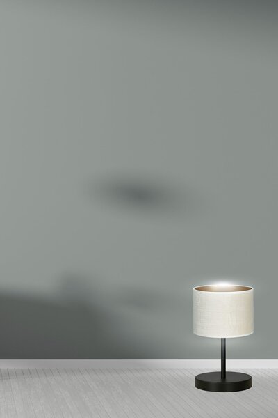 Stolní lampa HILDE LN1 – černá, bílé textilní stínidlo, 1× E27, šířka 18 cm