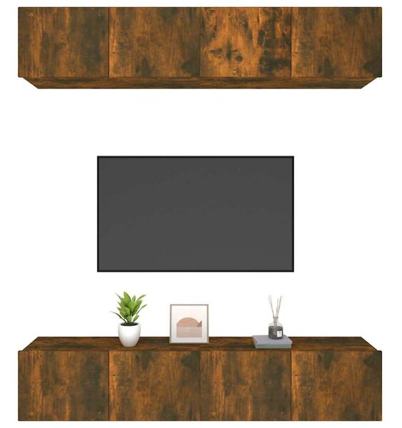 TV skříňky 4 ks kouřový dub 80 x 30 x 30 cm kompozitní dřevo 3114187
