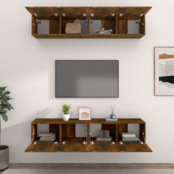 TV skříňky 4 ks kouřový dub 80 x 30 x 30 cm kompozitní dřevo 3114187