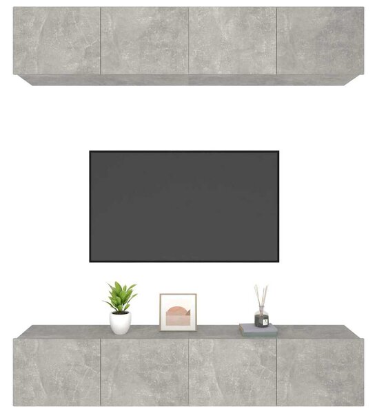 TV skříňky 4 ks betonově šedé 80 x 30 x 30 cm kompozitní dřevo 3114185