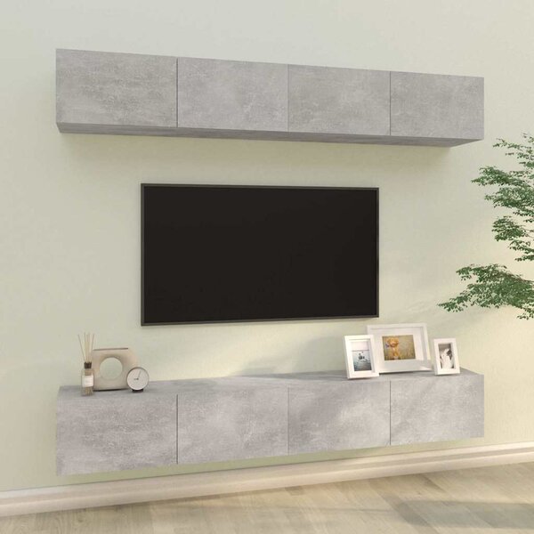 Nástěnné TV skříňky 4 ks betonově šedé 100 x 30 x 30 cm 3114193