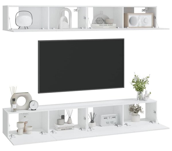 Nástěnné TV skříňky 4 ks bílé 100 x 30 x 30 cm 3114190