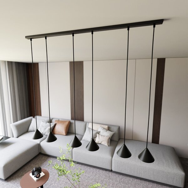 Závěsné svítidlo ELIT 6 – černé, 6× GX53, šířka 116 cm