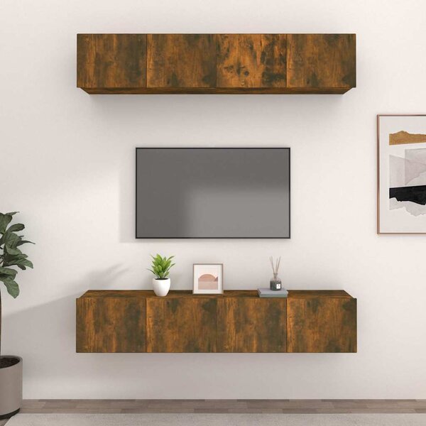 TV skříňky 4 ks kouřový dub 80 x 30 x 30 cm kompozitní dřevo 3114187