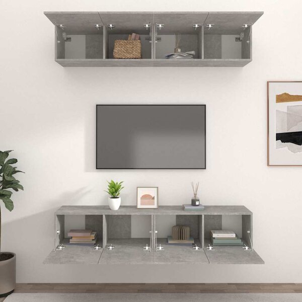 TV skříňky 4 ks betonově šedé 80 x 30 x 30 cm kompozitní dřevo 3114185