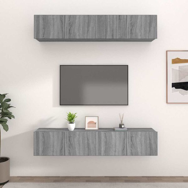 TV skříňky 4 ks šedé sonoma 80 x 30 x 30 cm kompozitní dřevo 3114188