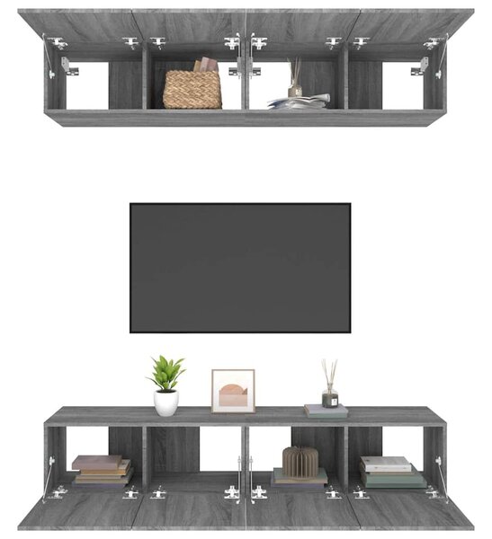 TV skříňky 4 ks šedé sonoma 80 x 30 x 30 cm kompozitní dřevo 3114188
