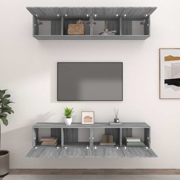 TV skříňky 4 ks šedé sonoma 80 x 30 x 30 cm kompozitní dřevo 3114188