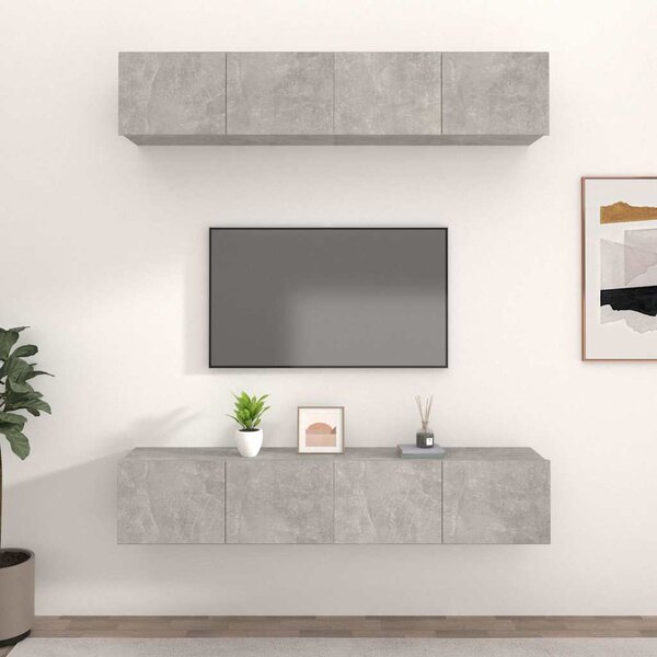 TV skříňky 4 ks betonově šedé 80 x 30 x 30 cm kompozitní dřevo 3114185
