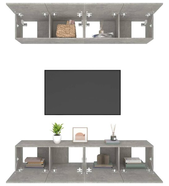 TV skříňky 4 ks betonově šedé 80 x 30 x 30 cm kompozitní dřevo 3114185