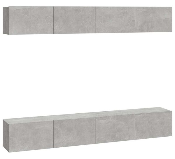 Nástěnné TV skříňky 4 ks betonově šedé 100 x 30 x 30 cm 3114193