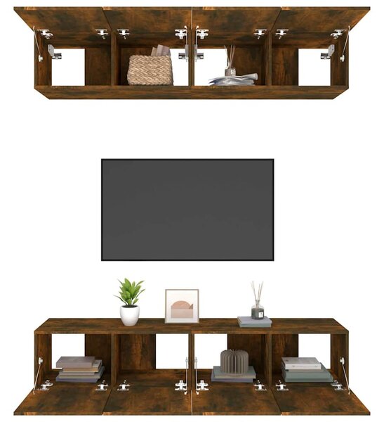 TV skříňky 4 ks kouřový dub 80 x 30 x 30 cm kompozitní dřevo 3114187