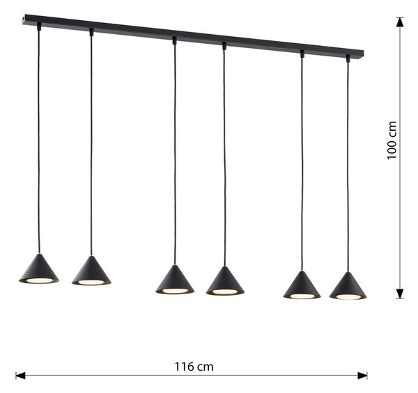 Závěsné svítidlo ELIT 6 – černé, 6× GX53, šířka 116 cm