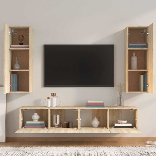 4dílný set TV skříněk dub sonoma kompozitní dřevo 3114200