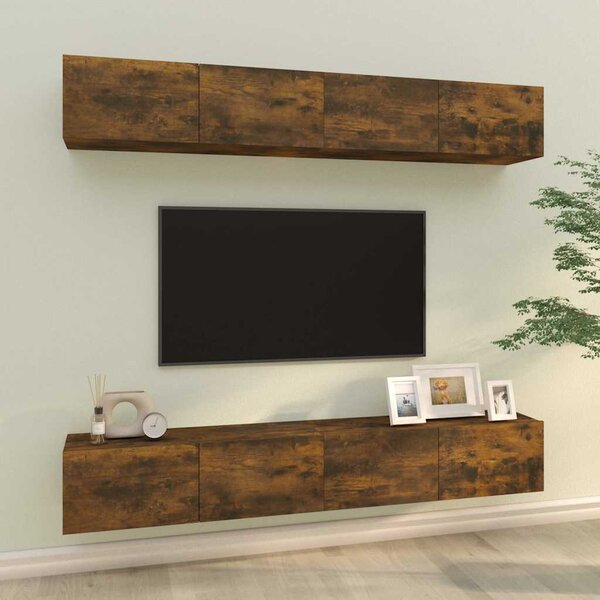 Nástěnné TV skříňky 4 ks kouřový dub 100 x 30 x 30 cm 3114195