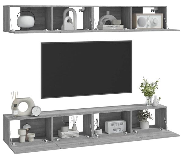 Nástěnné TV skříňky 4 ks šedé sonoma 100 x 30 x 30 cm 3114196