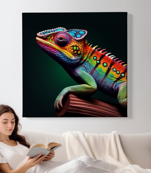 Obraz na plátně - Barevná ještěrka FeelHappy.cz Rozměr obrazu (Šířka x Výška): 60 x 60 cm
