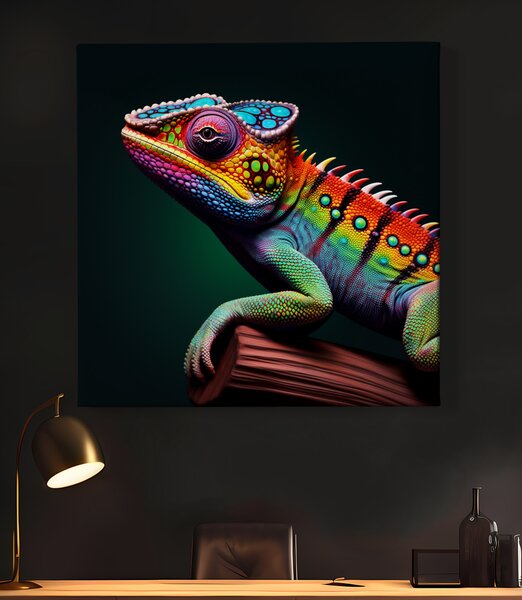 Obraz na plátně - Barevná ještěrka FeelHappy.cz Rozměr obrazu (Šířka x Výška): 60 x 60 cm