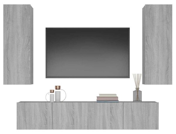 4dílný set TV skříněk šedý sonoma kompozitní dřevo 3114204