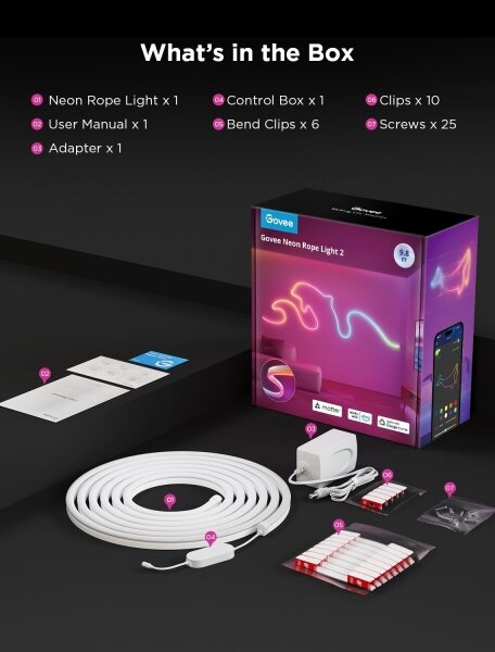 Govee - Neon 2 MATTER ohebný LED pásek 3m RGBIC Wi-Fi