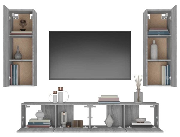 4dílný set TV skříněk šedý sonoma kompozitní dřevo 3114204