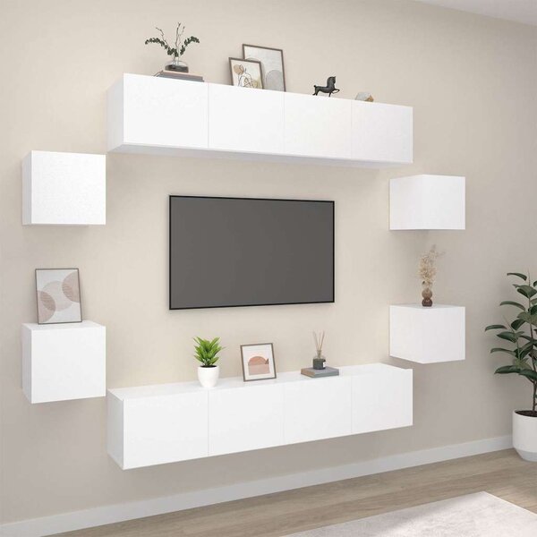 8dílný set TV skříněk bílý kompozitní dřevo 3114214
